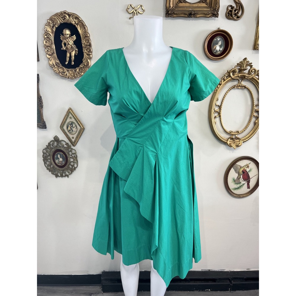 Maeve Emerald Green Short-Sleeve Wrap-Style Dress Size 0